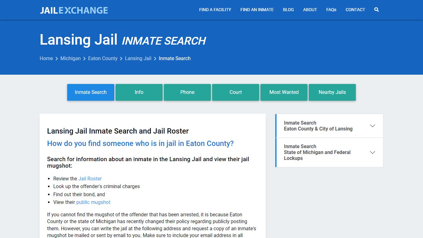 Inmate Search: Roster & Mugshots - Lansing Jail, MI