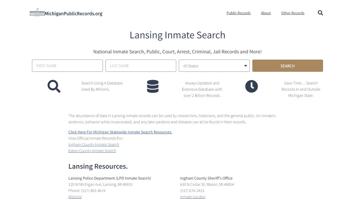 Lansing Inmate Search - LPD Current & Past Jail Records